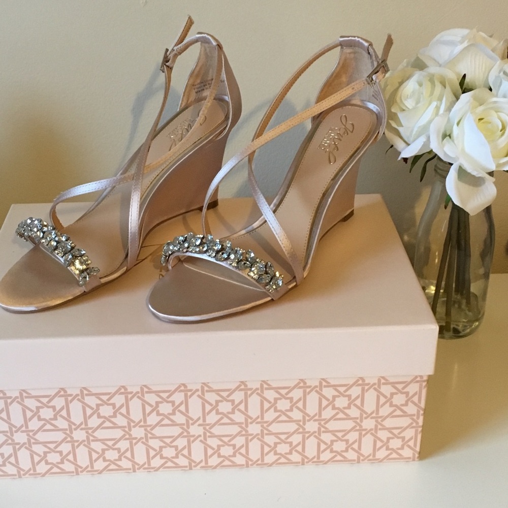 Badgley Michska Crystal Embellished Wedge Heels